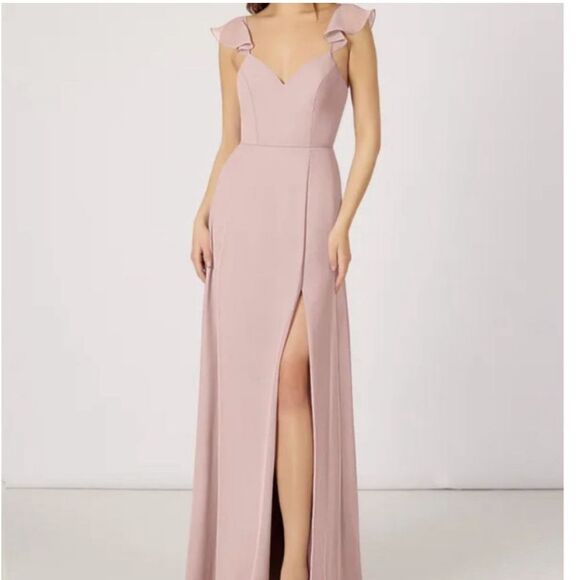 Azazie Everett Bridesmaid Dress Dusty Rose Size A4 Pink Chiffon - Picture 1 of 8